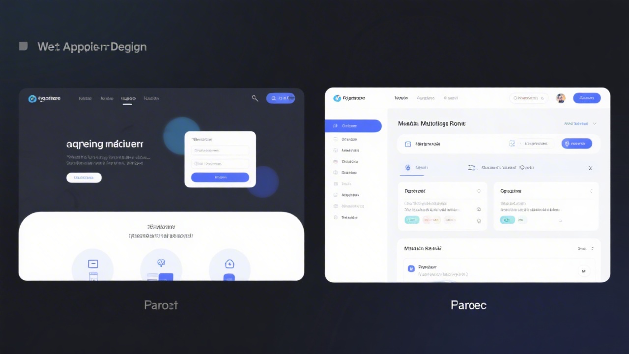 Before and after comparison of a web application redesign, featuring a cleaner interface and simplified navigation.
